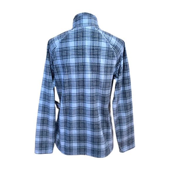 Eddie Bauer Quest Fleece 1/4 Zip Top Size Large Women’s Blue Plaid - Picture 3 of 7